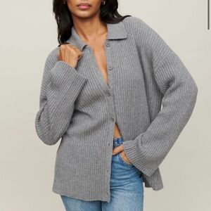 Reformation Fantino Cashmere Cardigan Sweater Grey Size S